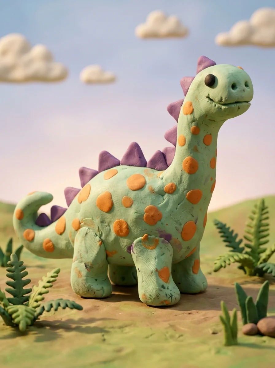 Schritt 2: derselbe Dinosaurier im Knetanimations-Look
