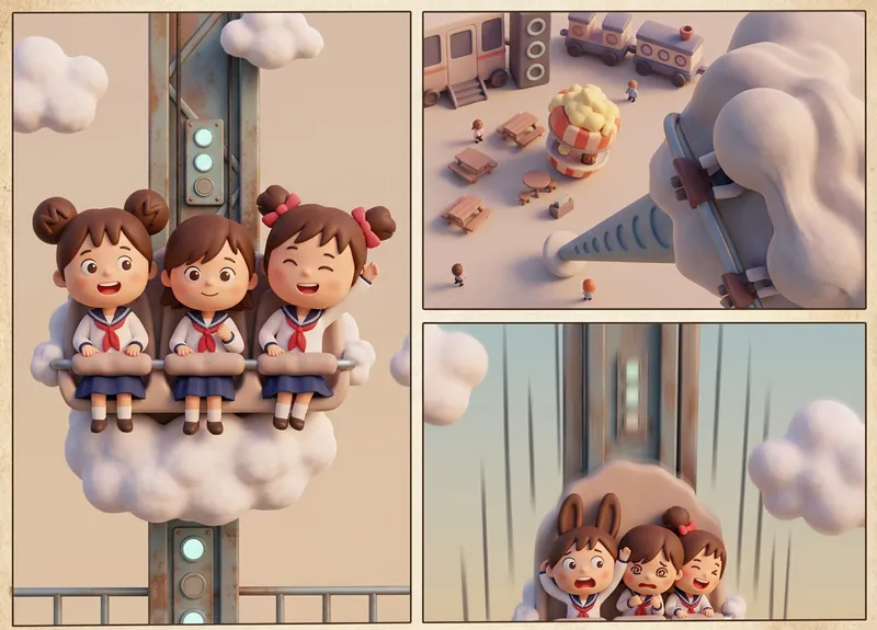 子供の絵が 3D アート作品に変換 — KidsAI AI 塗り絵アプリの出力例