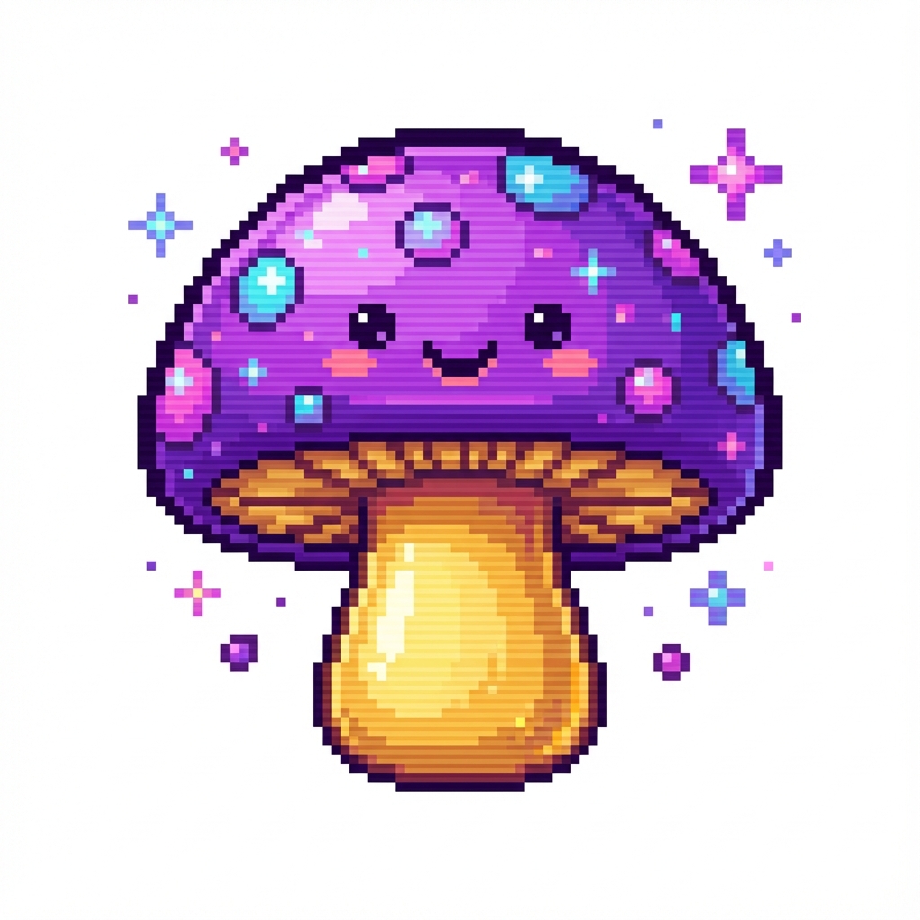 Child's sketch rendered in pixel art style by AI coloring app